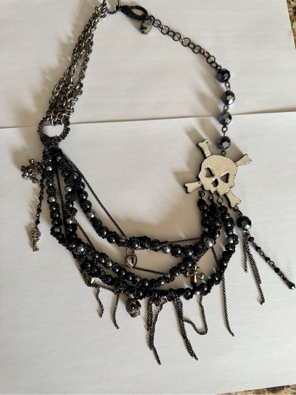 Skull & Chain Layered Statement Necklace